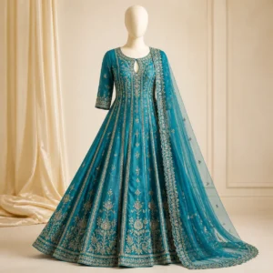 Turquoise Anarkali Frock – Amnas Boutique
